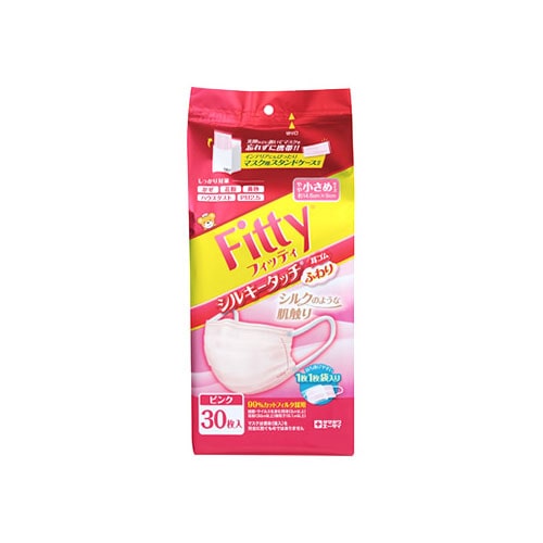 玉川衛材 フィッティ シルキータッチ 耳ゴムふわり やや小さめサイズ ピンク (30枚) マスク タマガワ
