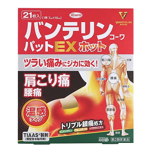 【第2類医薬品】興和 バンテリンコーワパットEXホット (21枚) 温感プラスター　【セルフメディケーション税制対象商品】