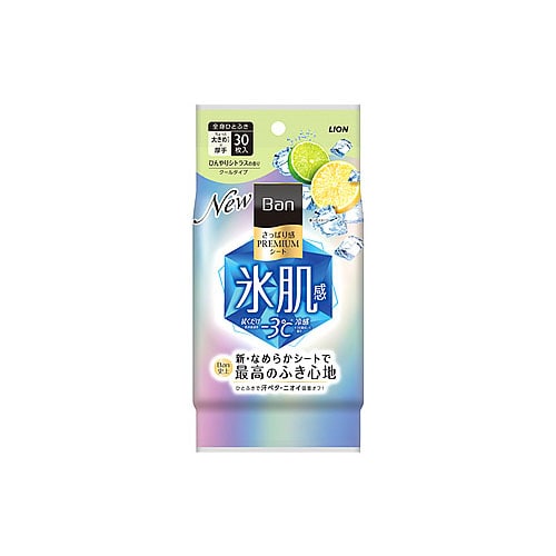 ライオン Ban さっぱり感PREMIUMシート クールタイプ ひんやりシトラスの香り (30枚) 制汗シート デオドラントシート
