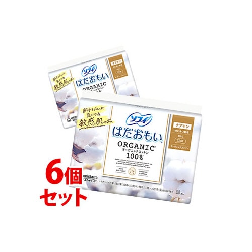 《セット販売》　ユニチャーム ソフィ はだおもい オーガニックコットン 23cm 羽なし 特に多い昼用 (16枚)×6個セット 生理用ナプキン　【医薬部外品】