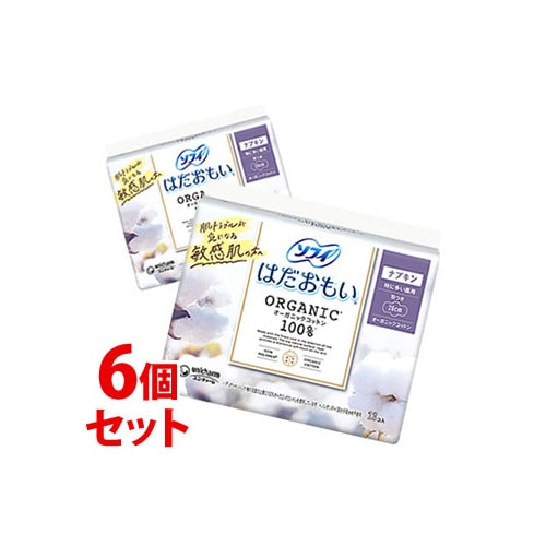 《セット販売》　ユニチャーム ソフィ はだおもい オーガニックコットン 26cm 羽つき 特に多い昼用 (13枚)×6個セット 生理用ナプキン　【医薬部外品】