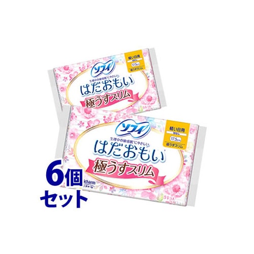 《セット販売》　ユニチャーム ソフィ はだおもい 極うすスリム 17.5cm 羽なし 軽い日用 (34枚)×6個セット 生理用ナプキン　【医薬部外品】