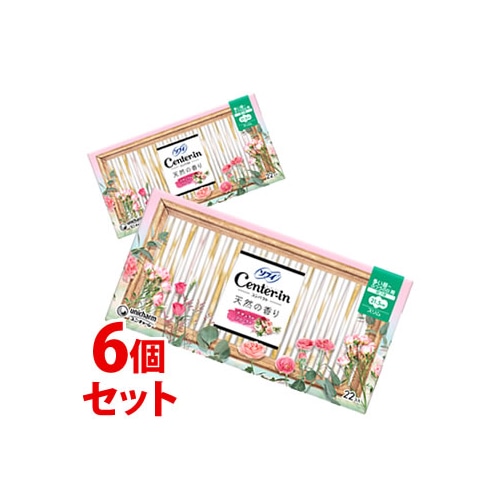 《セット販売》　ユニチャーム センターイン コンパクト 1/2 フローラル 多い昼用 (22枚)×6個セット 21.5cm 羽つき スリム 生理ナプキン　【医薬部外品】