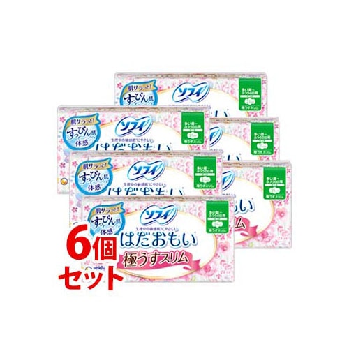 《セット販売》　ユニチャーム ソフィ はだおもい 極うすスリム 210 多い昼～ふつうの日用 羽つき 21cm (24枚)×6個セット 生理用ナプキン　【医薬部外品】