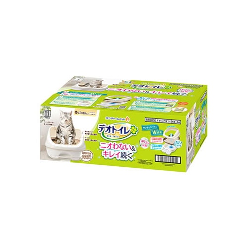 ユニチャーム ペットケア デオトイレ ハーフカバー本体セット ナチュラルアイボリー (1セット) 猫用システムトイレ