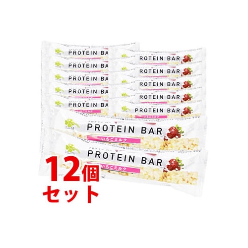 《セット販売》　くらしリズム プロテインバー いちごミルク味 (1本)×12個セット 栄養調整食品 日本製 イチゴミルク味　※軽減税率対象商品
