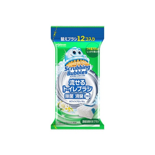 ジョンソン スクラビングバブル 流せるトイレブラシ 除菌消臭プラス ホワイトブロッサム つけかえ用 (12個) 替えブラシ トイレ用洗浄ブラシ