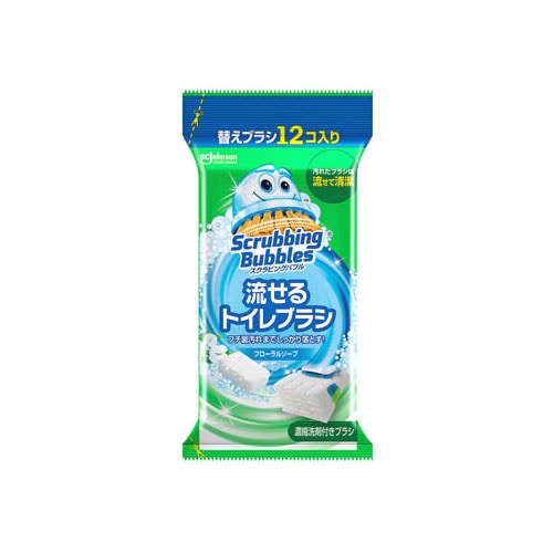 ジョンソン スクラビングバブル 流せるトイレブラシ フローラルソープ つけかえ用 (12個) 替えブラシ トイレ用洗浄ブラシ