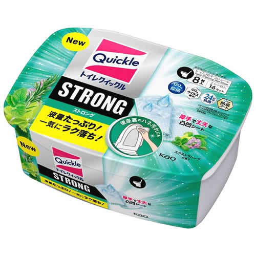 花王 トイレクイックル ストロング エクストラハーブの香り 容器入 (8枚) 本体 トイレ用そうじシート