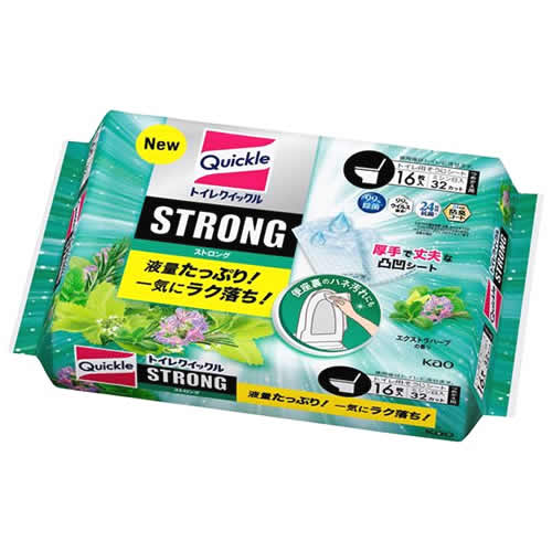花王 トイレクイックル ストロング エクストラハーブの香り つめかえ用 (16枚) 詰め替え用 トイレ用そうじシート