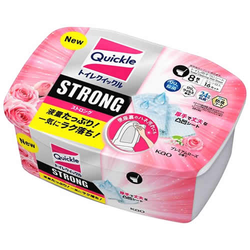 花王 トイレクイックル ストロング プレミアムローズの香り 容器入 (8枚) 本体 トイレ用そうじシート
