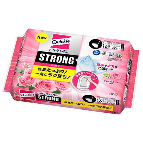 花王 トイレクイックル ストロング プレミアムローズの香り つめかえ用 (16枚) 詰め替え用 トイレ用そうじシート
