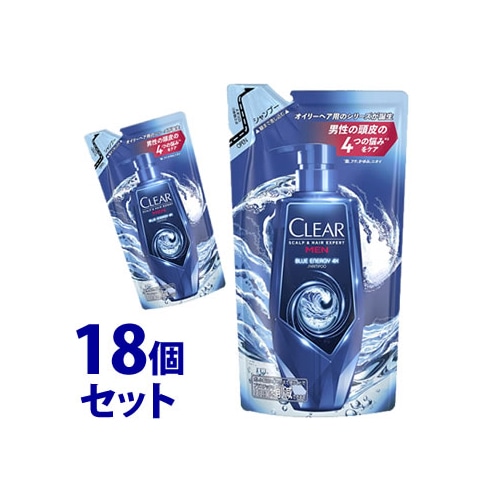 《セット販売》 ユニリーバ クリア ブルーエナジー 4x スカルプシャンプー つめかえ用 (280g)×18個セット 詰め替え用 男性用 スカルプケア メンズシャンプー CLEAR