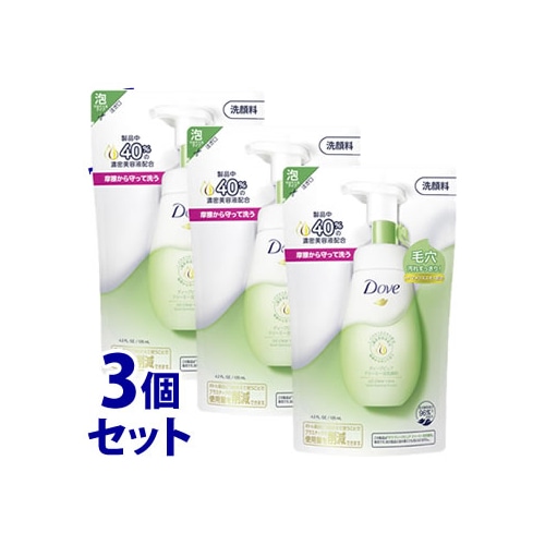 《セット販売》 ユニリーバ ダヴ ディープピュア クリーミー泡洗顔料 つめかえ用 (125mL)×3個セット 詰め替え用 洗顔料 Dove