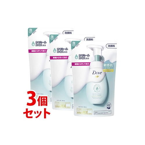 《セット販売》 ユニリーバ ダヴ センシティブマイルド クリーミー泡洗顔料 つめかえ用 (125mL)×3個セット 詰め替え用 洗顔料 Dove