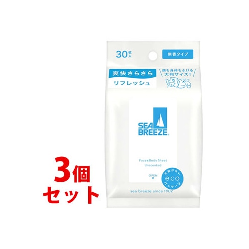 《セット販売》 ファイントゥデイ シーブリーズ フェイス&ボディシート N 無香料 (30枚)×3個セット 制汗デオドラント