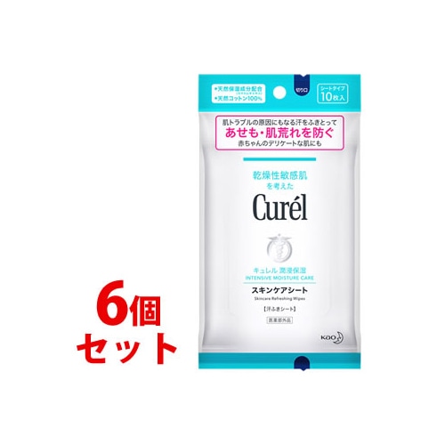 《セット販売》 花王 キュレル スキンケアシート 54mL (10枚)×6個セット ボディシート 汗ふきシート デオドラントシート Curel 【医薬部外品】