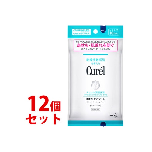 《セット販売》 花王 キュレル スキンケアシート 54mL (10枚)×12個セット ボディシート 汗ふきシート デオドラントシート Curel 【医薬部外品】