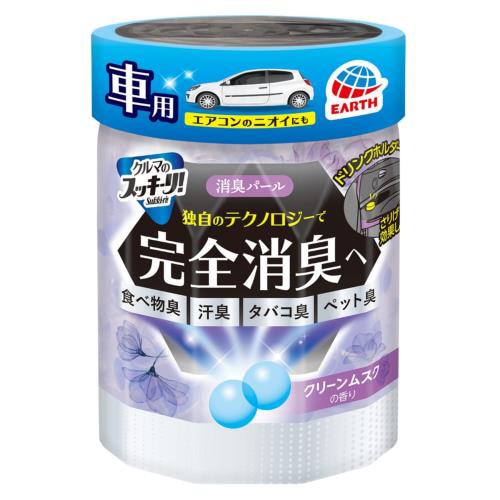 アース製薬 クルマのスッキーリ! 消臭パール クリーンムスクの香り (160g) 車用 置き型 消臭 芳香剤 Sukki-ri!