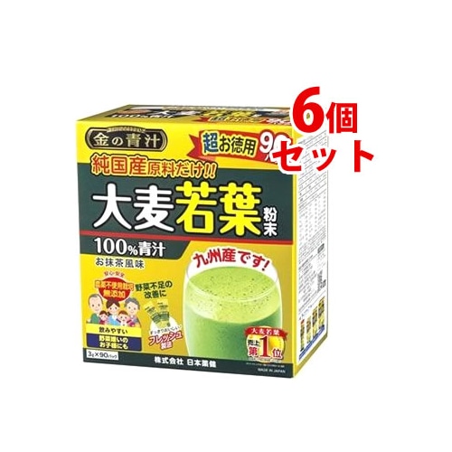 《セット販売》　日本薬健 金の青汁 純国産大麦若葉 100％ 超お徳用 (3g×90パック)×6個セット 大麦若葉 青汁　※軽減税率対象商品