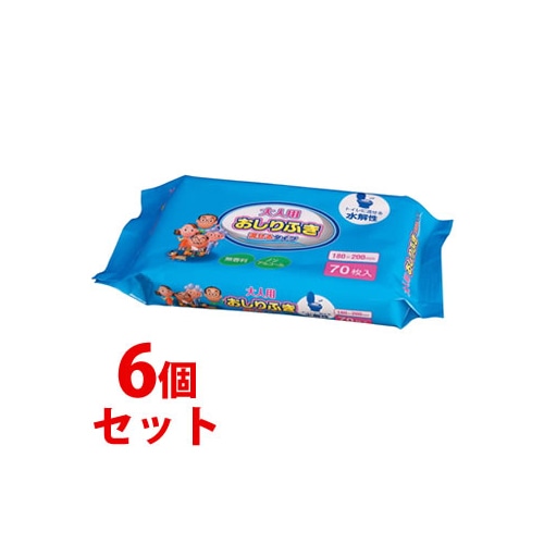 《セット販売》　大人用 おしりふき 流せるタイプ (70枚入)×6個セット