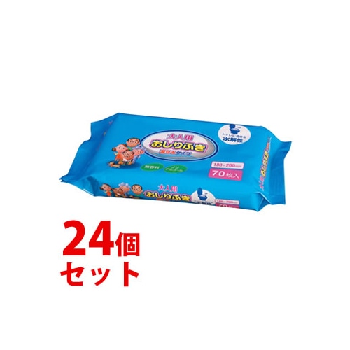 《セット販売》　大人用 おしりふき 流せるタイプ (70枚入)×24個セット