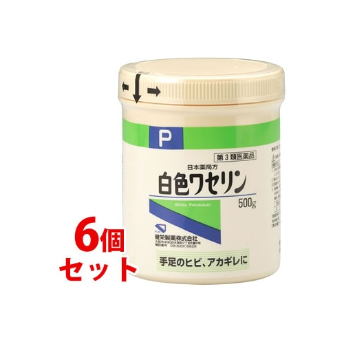 【第3類医薬品】《セット販売》 健栄製薬 日本薬局方 白色ワセリン (500g)×6個セット