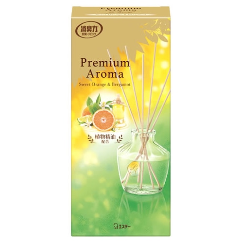 エステー 玄関・リビング用 消臭力 プレミアムアロマ スティック スイートオレンジ＆ベルガモット 本体 (65mL) Premium Aroma 室内用 置き型 消臭 芳香剤