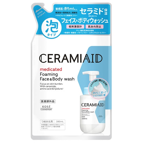 コーセーコスメポート セラミエイド 薬用 フェイス&ボディウォッシュ つめかえ用 (380mL) 詰め替え用 ボディソープ 洗顔 全身用洗浄料 【医薬部外品】