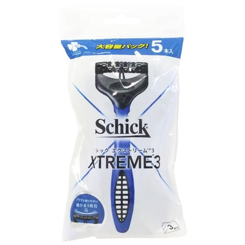 くらしリズム シック エクストリーム3 首振り式3枚刃カミソリ (5本) 髭剃り シェービング Schick