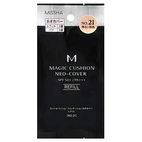 ミシャ M クッション ファンデーション ネオカバー レフィル No.21 明るい肌色 SPF50+ PA+++ (15g) MISSHA