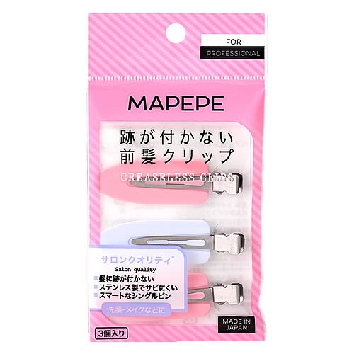 シャンティ マペペ 跡が付かない前髪クリップ ピンク&ホワイト (3個) ヘアクリップ