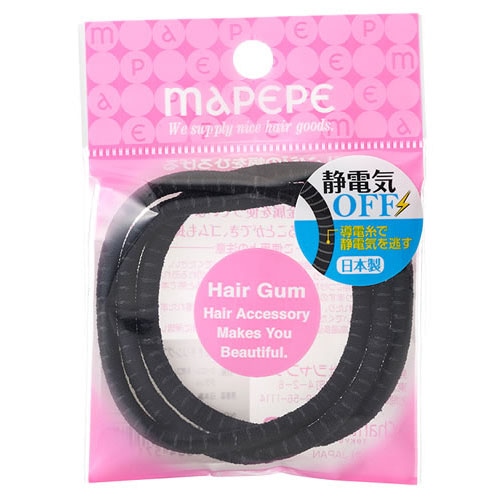 シャンティ マペペ 静電気OFFリングゴム ブラック (3本) ヘアゴム