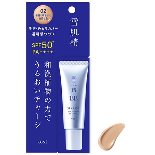 コーセー 雪肌精 ブライト BBエッセンス 02 普通の明るさの自然な色 SPF50+ PA++++ (30g) 化粧下地 SEKKISEI