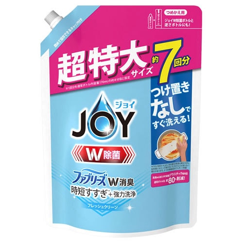 P&G 除菌ジョイ コンパクト ファブリーズW消臭 フレッシュクリーン つめかえ用 超特大サイズ (910mL) 詰め替え用 台所用洗剤　【P＆G】