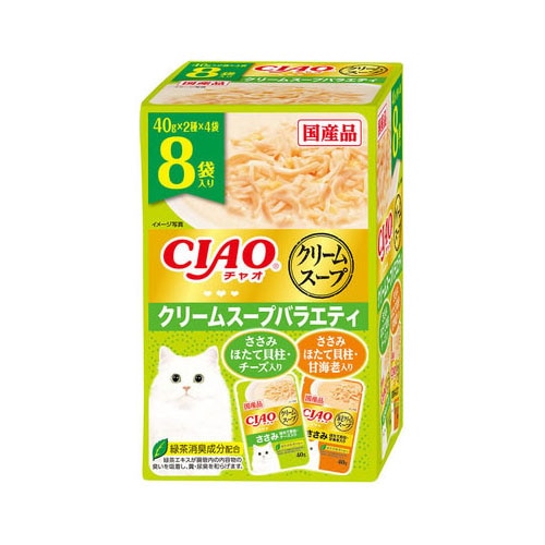 いなばペットフード CIAO チャオ だしスープ クリームスープバラエティ (40g×8袋) キャットフード パウチ レトルト