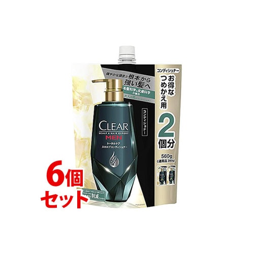 《セット販売》　ユニリーバ クリアフォーメン トータルケア スカルプコンディショナー つめかえ用 (560g)×6個セット 詰め替え用 CLEAR for men