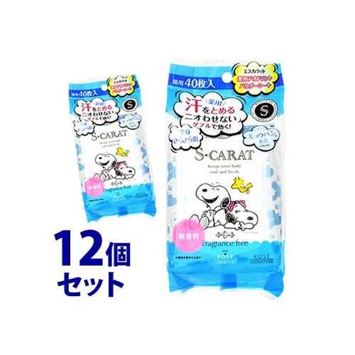 《セット販売》 コーセーコスメポート エスカラット 薬用デオドラント パウダーシート 無香料 (40枚)×12個セット ボディシート 制汗デオドラント 【医薬部外品】