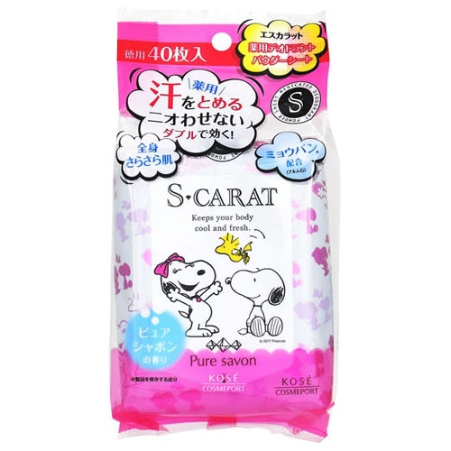 コーセーコスメポート エスカラット 薬用デオドラント パウダーシート ピュアシャボン (40枚) ボディシート 制汗デオドラント 【医薬部外品】