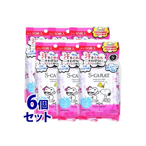 《セット販売》 コーセーコスメポート エスカラット 薬用デオドラント パウダーシート ピュアシャボン (40枚)×6個セット ボディシート 制汗デオドラント 【医薬部外品】