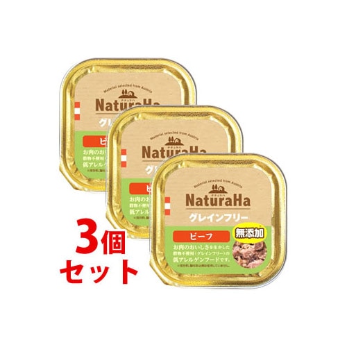 《セット販売》　マルカン サンライズ ナチュラハ グレインフリー ビーフ (100g)×3個セット ドッグフード
