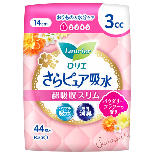 花王 ロリエ さらピュア 吸水 超吸収スリム 3cc パウダリーフラワーの香り 14cm (44枚) 女性用 軽失禁ライナー