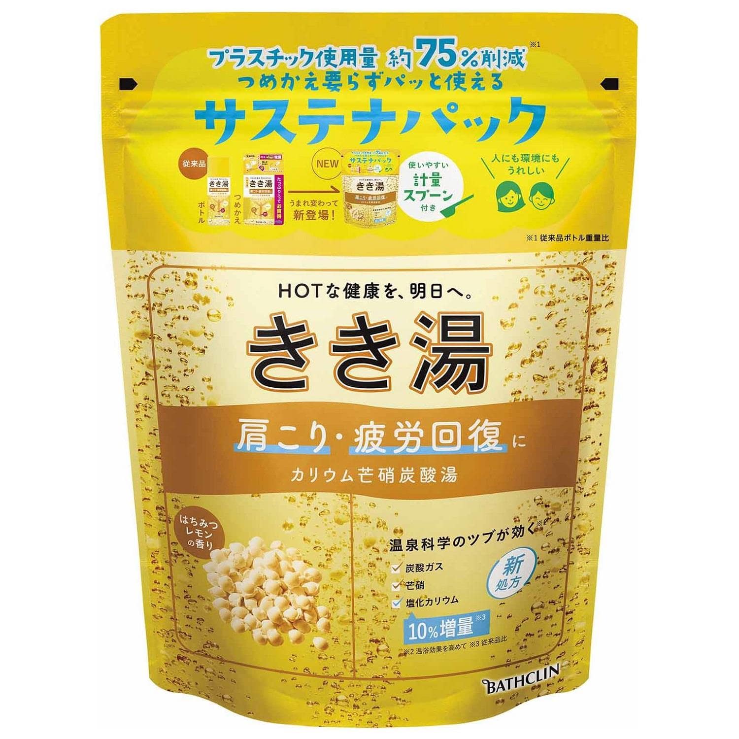 バスクリン きき湯 カリウム芒硝炭酸湯 はちみつレモンの香り (360g) 薬用入浴剤 【医薬部外品】