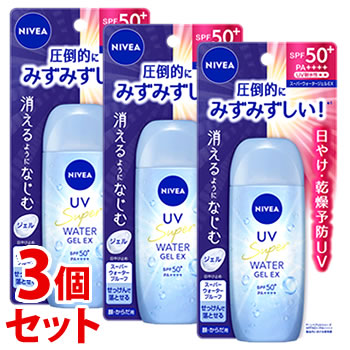 《セット販売》　花王 ニベアUV ウォータージェルEX (80g)×3個セット SPF50+ PA++++ 顔・からだ用 日やけ止めジェル