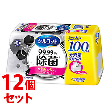 《セット販売》 ユニチャーム シルコット 99.99% 除菌ウェットティッシュ 本体 大容量 (100枚)×12個セット アルコールタイプ