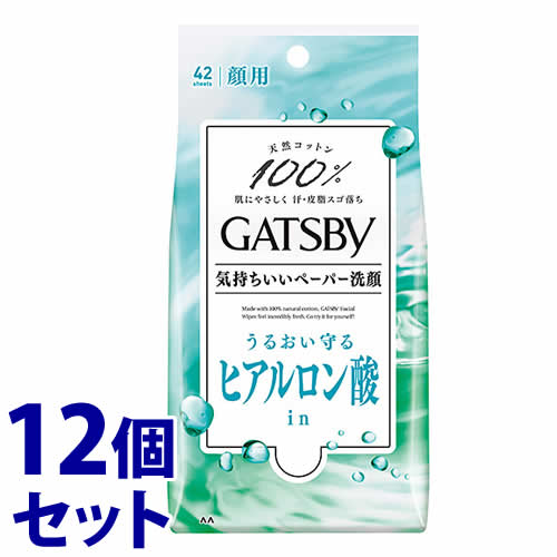 《セット販売》 マンダム GATSBY ギャツビー フェイシャルペーパー モイストタイプ 徳用タイプ (42枚)×12個セット 男性用 洗顔シート