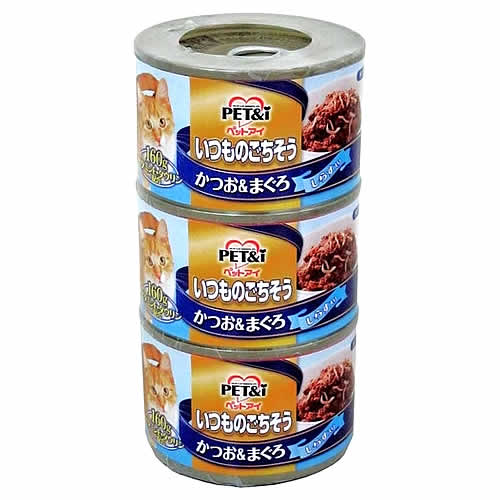 ペットアイ いつものごちそう かつお&まぐろ しらす入り (160g×3個) キャットフード 猫缶