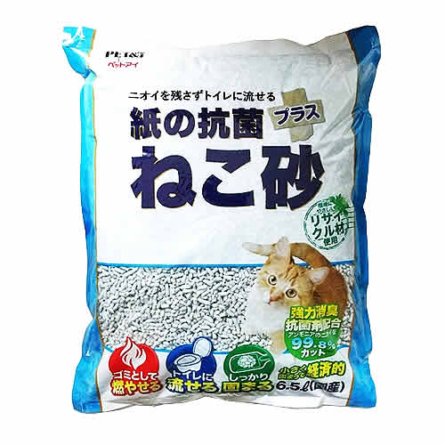 ペットアイ 紙の抗菌プラス猫砂 (6.5L) 猫用 トイレ用品