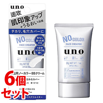 《セット販売》 ファイントゥデイ uno ウーノ ノーカラーフェイスクリエイター SPF30 PA++ (30g)×6個セット 男性用ノーカラーBBクリーム