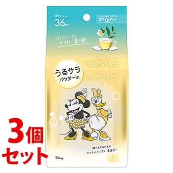 《セット販売》 マンダム マンダムハッピーデオ ボディシート うるサラ ホワイトティー (36枚)×3個セット デオドラントシート